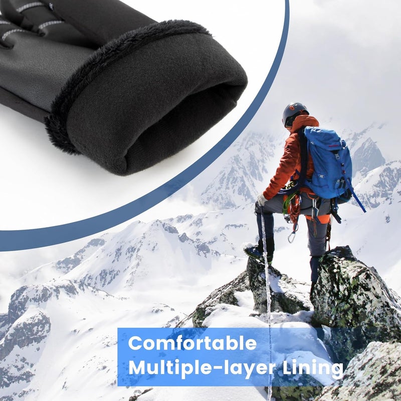 Pleneal Winter Ski Gloves Women Men, Windproof Waterproof Gloves with Warm Touchscreen Thermal Lining Anti-Slip for Work Cycling Motorcycle Snowboarding - Image 4